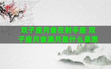双子座月食在射手座 双子座月食满月是什么意思
